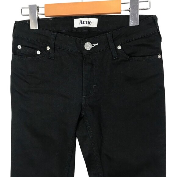 NWOT Acne Kex Wet Black Woman's 5 Pocket Zip Up Jeans Size 26 - Picture 2 of 8